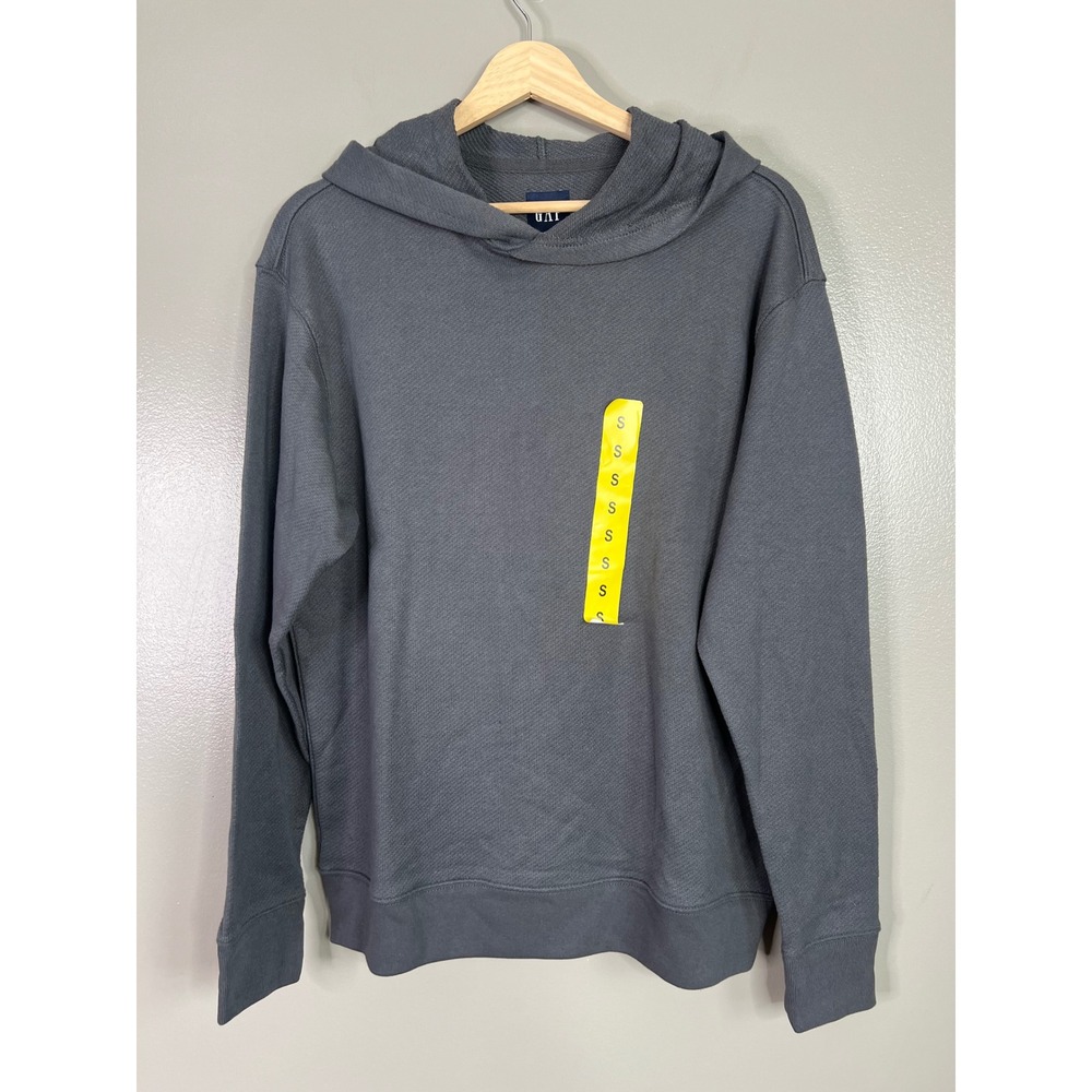 Mens Gap textured gray lightweight pull over hoodie casual athletic sporty small